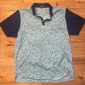 Bad Birdie Navy and White Patterned Polo